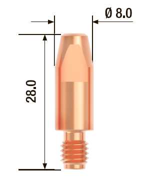 Fubag Контактный наконечник M6х28 мм ECU D=1.0 мм  (25 шт.) FB.CTM6.28-10 MAG фото, изображение